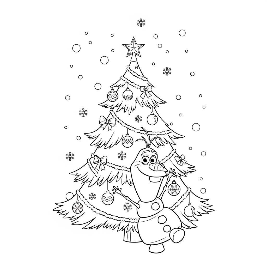 Coloriage Reine Neiges a imprimer - Dessin Coloriage Sapin de Noël avec Olaf